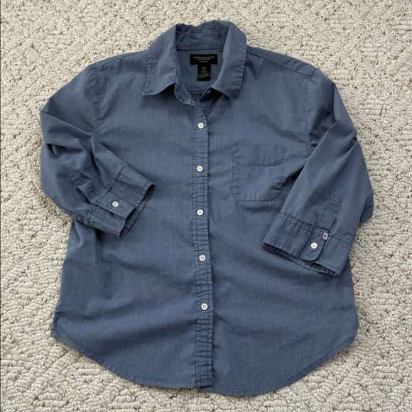 American Eagle Outfitters Button Down Three Quarter Length Sleeve Shirt - Picture 2 of 9